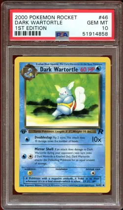 PSA 10 GEM MINT Dark Wartortle 46/82 Team Rocket 1ST EDITION Pokemon Card - Image 1