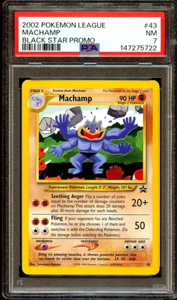 PSA 7 NEAR MINT Machamp 43 WOTC Black Star PROMO Pokemon Card 72 - Image 1