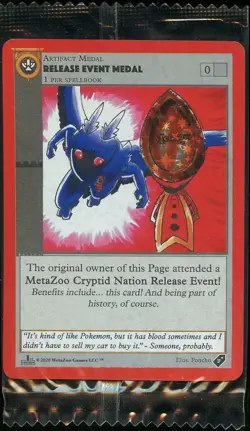 1x Sealed Release Event Medal Promo 1st Edition KickStarter METAZOO Card - Image 1