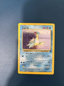 Pokemon Lapras Holograph Card , fossil, standard 10/62 Excellent Wizard Rare - Image 1