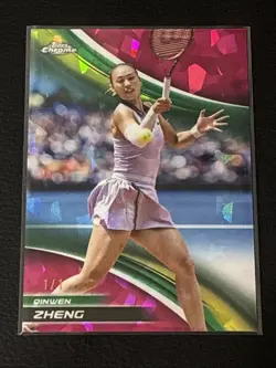 2025 Topps Chrome Sapphire Tennis Qinwen Zheng Padparadscha Refractor #1/1 #8 - Image 1