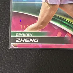 2025 Topps Chrome Sapphire Tennis Qinwen Zheng Padparadscha Refractor #1/1 #8 - Image 2