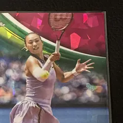 2025 Topps Chrome Sapphire Tennis Qinwen Zheng Padparadscha Refractor #1/1 #8 - Image 4