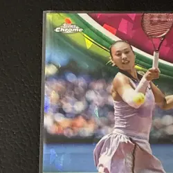 2025 Topps Chrome Sapphire Tennis Qinwen Zheng Padparadscha Refractor #1/1 #8 - Image 5