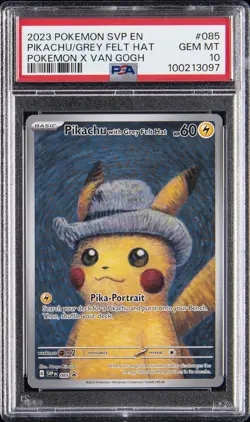 2023 POKEMON SVP EN-SV BLACK STAR PROMO #085 PIKACHU WITH GREY FELT HAT PSA 10 - Image 1