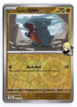 Pokemon Destined Rivals Cynthia's Gible 102/182 Common Reverse Holo - Image 1