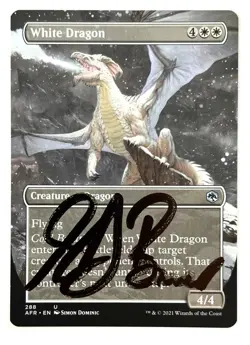 MTG Signed WHITE DRAGON Artist Proof AFR AP Magic 2021 Simon Dominic Art - Image 1