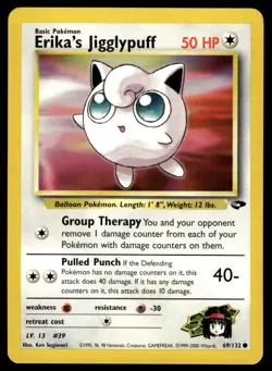 Pokemon TCG Gym Challenge #069/132 Erika's Jigglypuff LP - Image 1