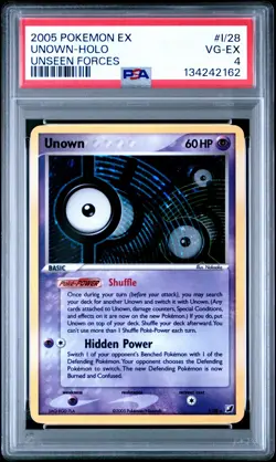 2005 POKEMON EX UNSEEN FORCES #I/28 UNOWN-HOLO PSA 4 - Image 1