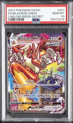 2021 POKEMON SWORD & SHIELD CHILLING REIGN SECRET FULL ART/BLAZIKEN VMAX PSA 10 - Image 1