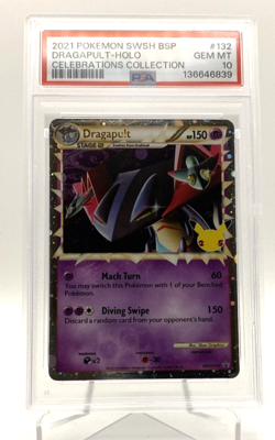 2021 POKEMON SWSH BLACK STAR PROMO CELEBRATIONS COLL #132 DRAGAPULT-HOLO PSA 10 - Image 1