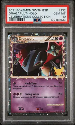 2021 POKEMON SWSH PROMO CELEBRATIONS COLLECTION #132 DRAGAPULT-HOLO PSA 10 - Image 1