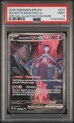 Pokemon 2025 Team Rocket's Mewtwo ex 231/182 SIR Destined Rivals PSA Mint 9 - Image 1