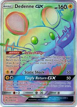 Lightly Played Dedenne GX - 219/214 - Secret Rare Pokemon Unbroken Bonds - Image 1