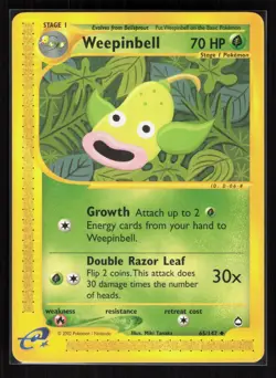 Weepinbell Uncommon Pokemon Aquapolis 065/147 LP - Image 1