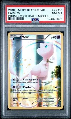 2016 POKEMON XY BLACK STAR PROMO MYTHICAL POKEMON COLL #XY110 FULL ART/MEW PSA 8 - Image 1