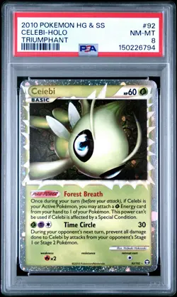 2010 POKEMON HEARTGOLD & SOULSILVER TRIUMPHANT #92 CELEBI-HOLO PSA 8 - Image 1