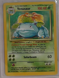 Pokemon Venusaur Base Set Holo Unlimited Holo Rare 15/102 (potential miscut) - Image 1