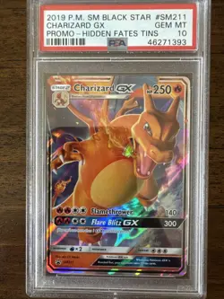 2019 Pokemon Charizard GX Black Star Promo SM211 Hidden Fates Tins PSA 10 - Image 1