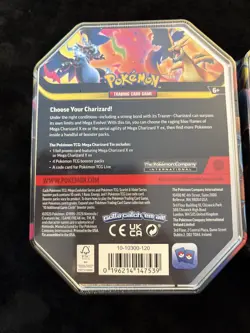 SEALED Mega Charizard X ex Tin Pokemon TCG Mega Evolution Phantasmal Flames - Image 4