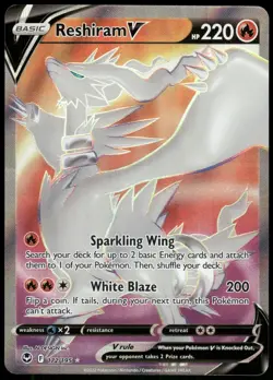 Pokemon Reshiram V (Full Art) Ultra Rare SWSH12: Silver Tempest 172/195 NM Holo - Image 1