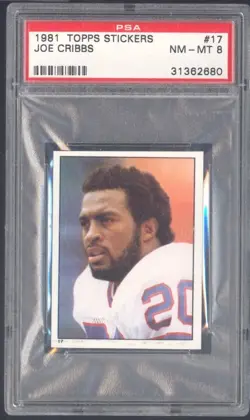 1981 Topps Joe Cribbs PSA 8 NM-MT Stickers #17 Graded Running Back Buffalo Bills - Image 1