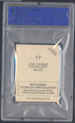1981 Topps Joe Cribbs PSA 8 NM-MT Stickers #17 Graded Running Back Buffalo Bills - Image 2