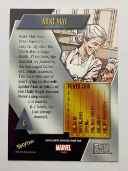 2021 Marvel Metal Universe Spider-Man Light FX Neon Blue #6 Aunt May - Image 2