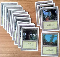 LOT DE 14 TERRAINS - FOREST - FORET - MAGIC THE GATHERING - MTG - REVISED PLAYED - Image 1