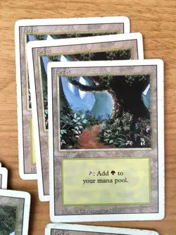 LOT DE 14 TERRAINS - FOREST - FORET - MAGIC THE GATHERING - MTG - REVISED PLAYED - Image 3