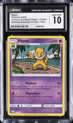2023 POKEMON TRADING CARD GAME CLASSIC #12 HYPNO CGC 10 GEM MINT - Image 1