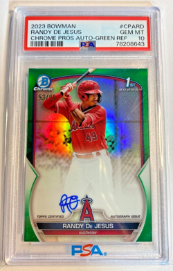 GEM MINT 2023 Randy De Jesus 1st Bowman Chrome GREEN REFRACTOR AUTO /99 PSA 10 - Image 1