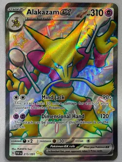 Alakazam ex 215/091 Shiny Ultra Rare Paldean Fates Pokemon Holo Near Mint - Image 1