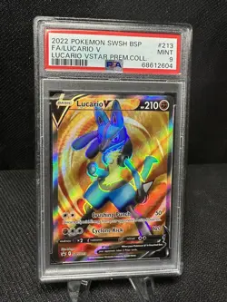 Lucario V SWSH213 Full Art MINT PSA 9 Pokemon SWSH Black Star Promos - 2022 - Image 1