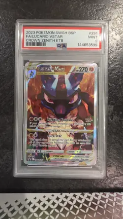 2023 POKEMON SWSH PROMO CROWN ZENITH ETB #291 FULL ART/LUCARIO VSTAR PSA 9 #1 - Image 1