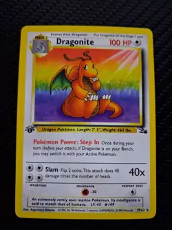 Pokemon Dragonite Fossil 19/62 Non-Holo 1st Edition Rare Near Mint - Image 1