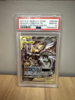 2019 POKEMON SM BLACK STAR PROMO #SM168 FULL ART/PIKACHU & ZEKROM GX PSA 10 - Image 1