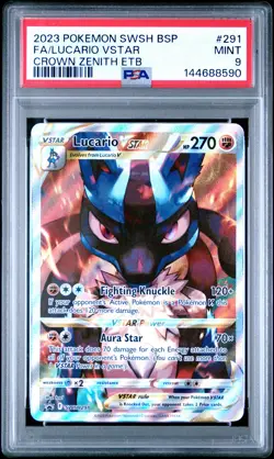 2023 POKEMON SWSH BLACK STAR PROMO #291 FULL ART/LUCARIO VSTAR PSA 9 - Image 1