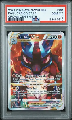 2023 POKEMON SWSH BLACK STAR PROMO #291 FULL ART/LUCARIO VSTAR PSA 10 - Image 1