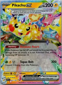 Pikachu ex 057/191 Double Rare Surging Sparks Pokemon Near Mint - Image 1