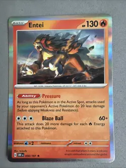 Pokemon TCG * SV Obsidian Flames * 30/197 Entei Holo RARE HOLO * FRESH PK - Image 1