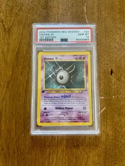 2002 POKEMON NEO DESTINY #29 UNOWN W 1st EDITION PSA GEM MINT 10 - Image 1