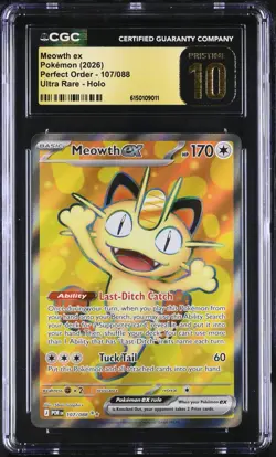 2026 Pokemon Perfect Order Meowth ex Ultra Rare #107/088 CGC Pristine 10 - Image 1