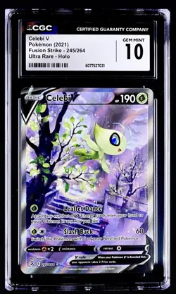 Pokemon 2021 Celebi V Ultra Rare Holo 245/264 Fusion Strike CGC 10 Gem Mint - Image 1