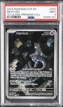 2023 POKEMON SVP EN-SV BLACK STAR PROMO 151 ULTRA-PREM COLL #052 MEWTWO PSA 9 - Image 1