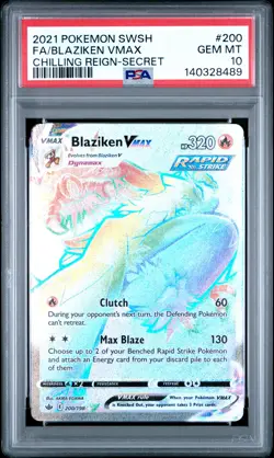 2021 POKEMON SWORD & SHIELD CHILLING REIGN SECRET FULL ART/BLAZIKEN VMAX PSA 10 - Image 1