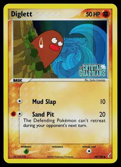 Pokemon Card - Diglett Crystal Guardians 50/100 Common Reverse Holo STAMPED - Image 1
