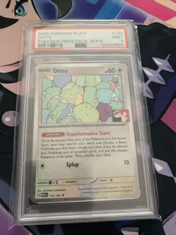 2023 Pokemon Prize Pack Ditto Card #132 Mint Condition PSA 9 - Image 1