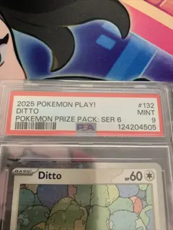 2023 Pokemon Prize Pack Ditto Card #132 Mint Condition PSA 9 - Image 2