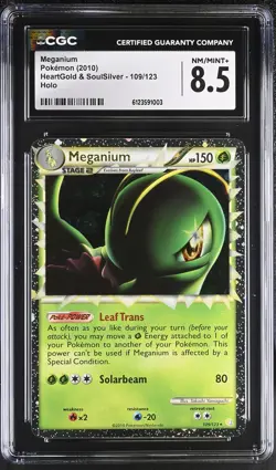 CGC 8.5 Meganium 2010 HeartGold & SoulSilver 109/123 Holo Pokemon Card - Image 1